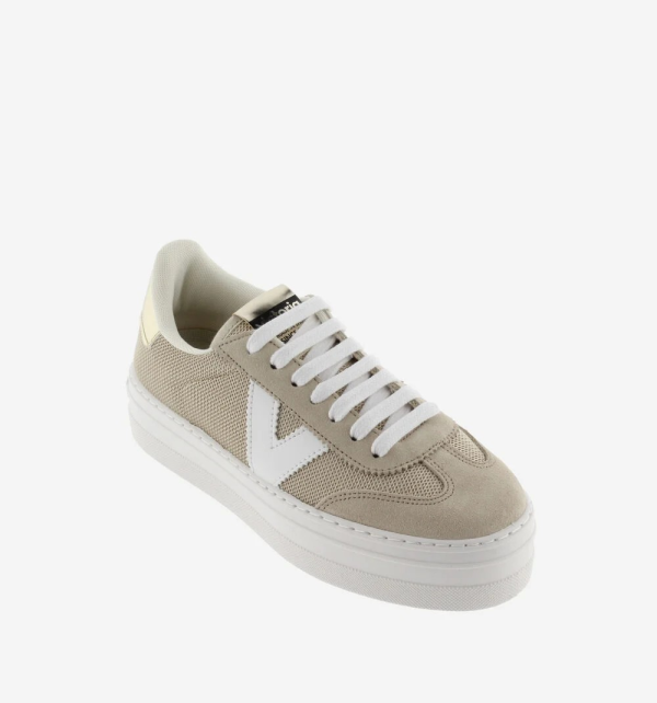 SNEAKERS CON PIATTAFORMA BARCELLONA IN RETE E CAMOSCIO VICTORIA DONNA
