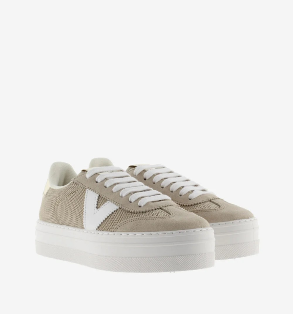 SNEAKERS CON PIATTAFORMA BARCELLONA IN RETE E CAMOSCIO VICTORIA DONNA