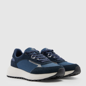 SNEAKER STRINGATA CAMOSCIO E TELA PIQUADRO