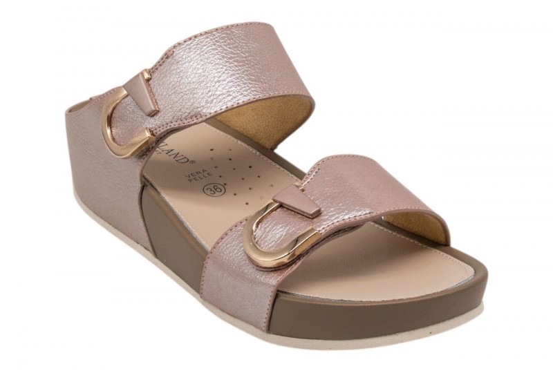CIABATTA METALIZZATA CON DUE FASCE REGOLABILE DIRA GRUNLAND DONNA